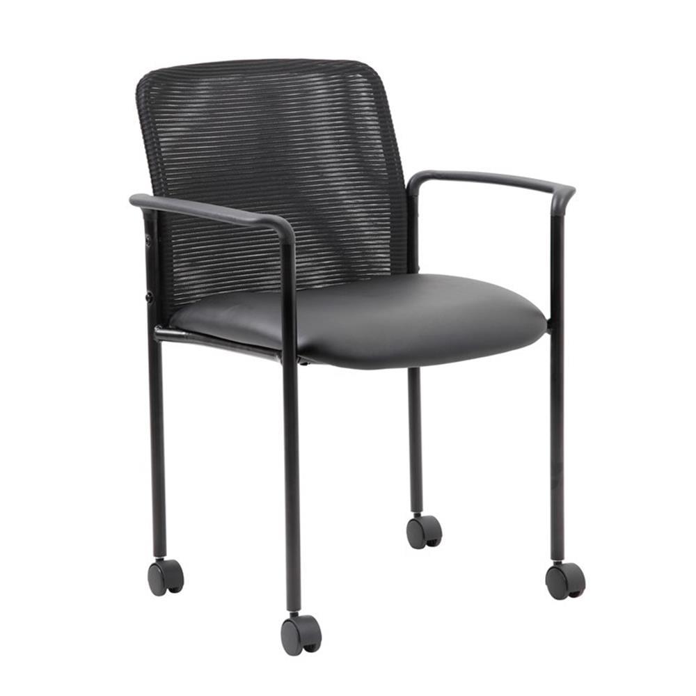 Mesh Guest Chair with Fixed Arms & Metal Frame - Boss Office Products: Stackable, Breathable Back