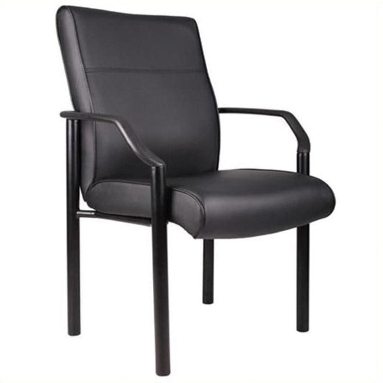 Black LeatherPlus Steel Frame Office Accent Chair