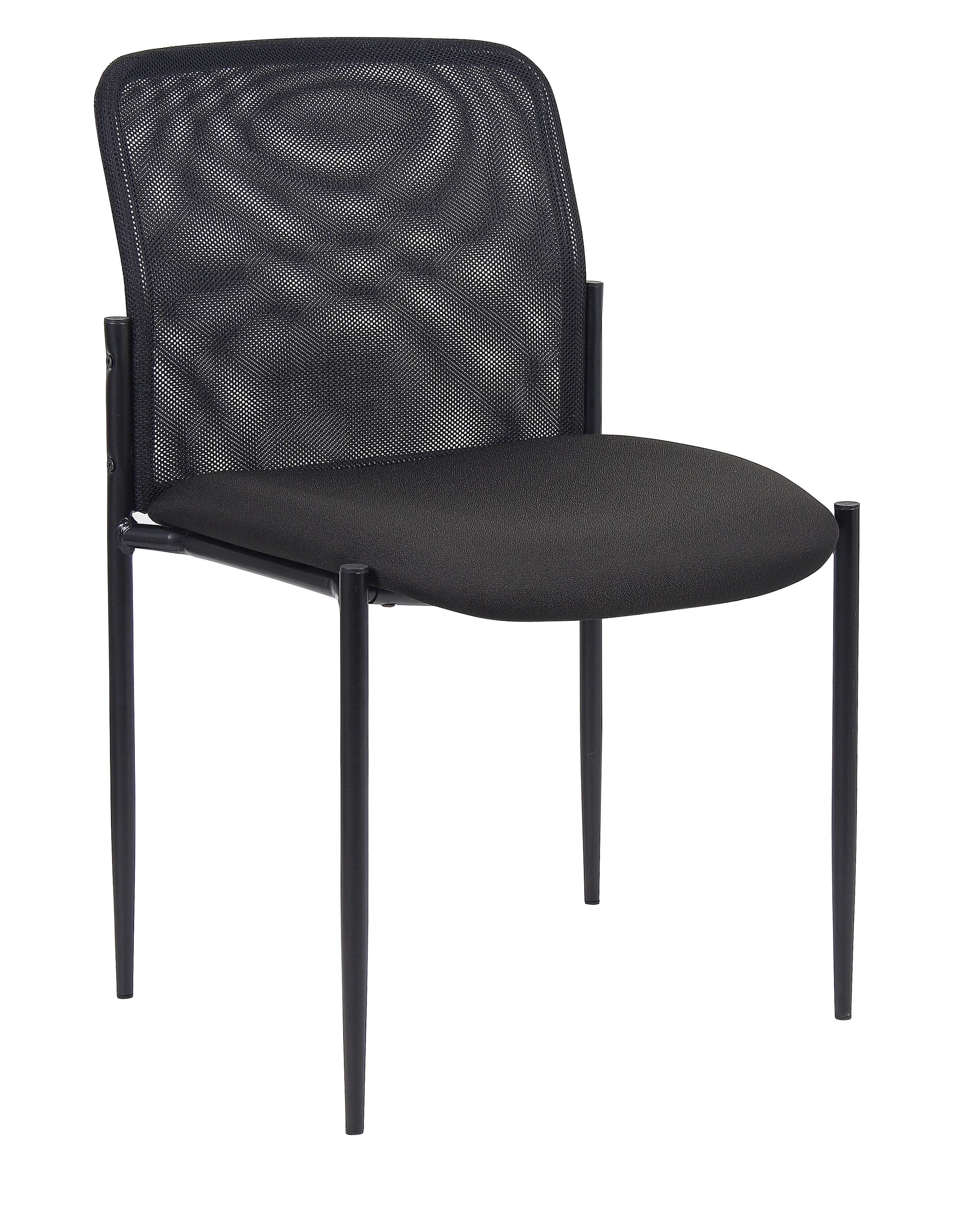 Mesh Guest Chair Black - Boss Office Products: Armless, Stackable, Metal Frame