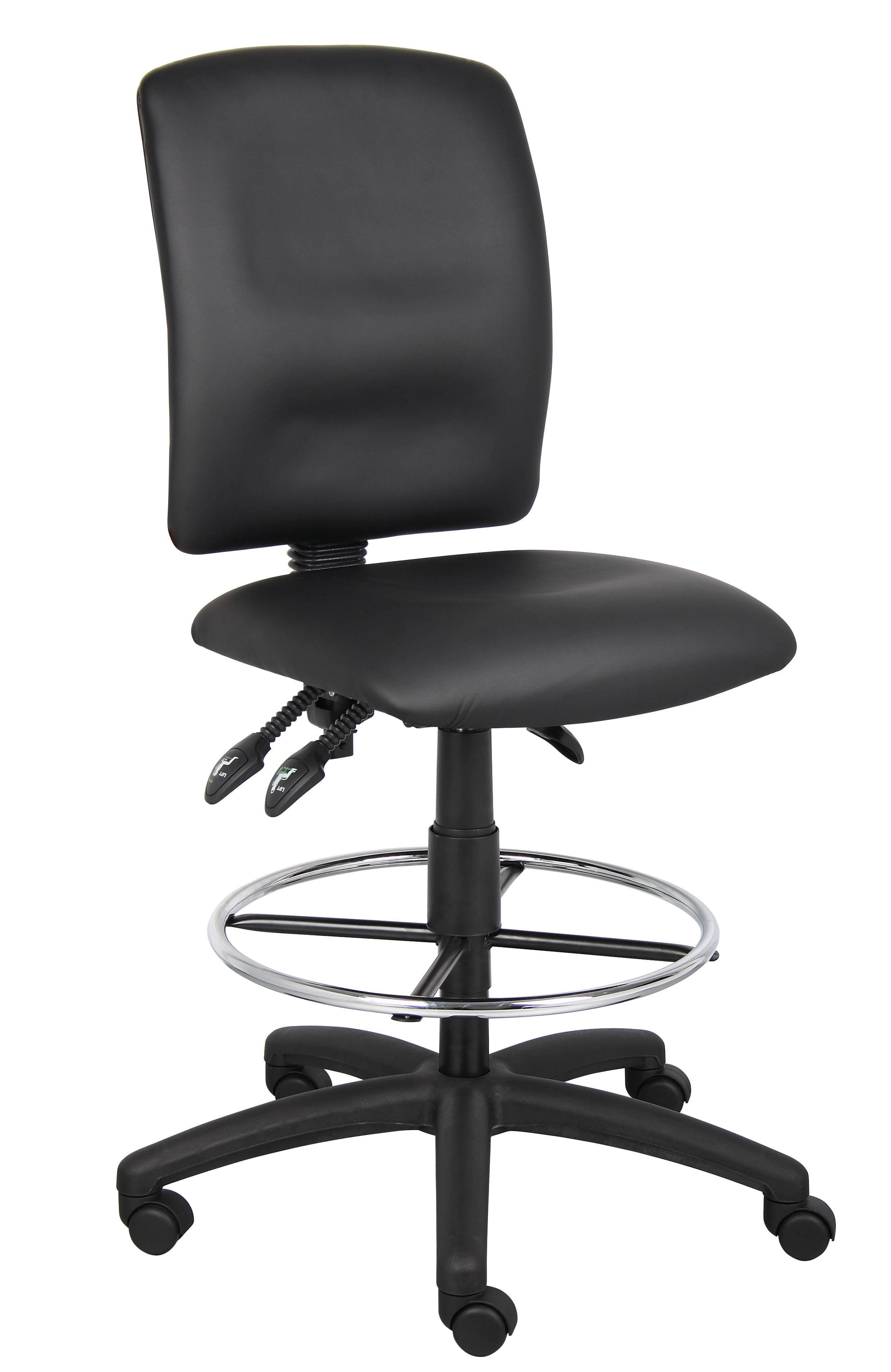 Black High Back Armless Leather Drafting Chair