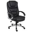 Executive Leatherplus Chair Black - Boss Office Products: High Back, Waterfall Seat, No Tool Assembly