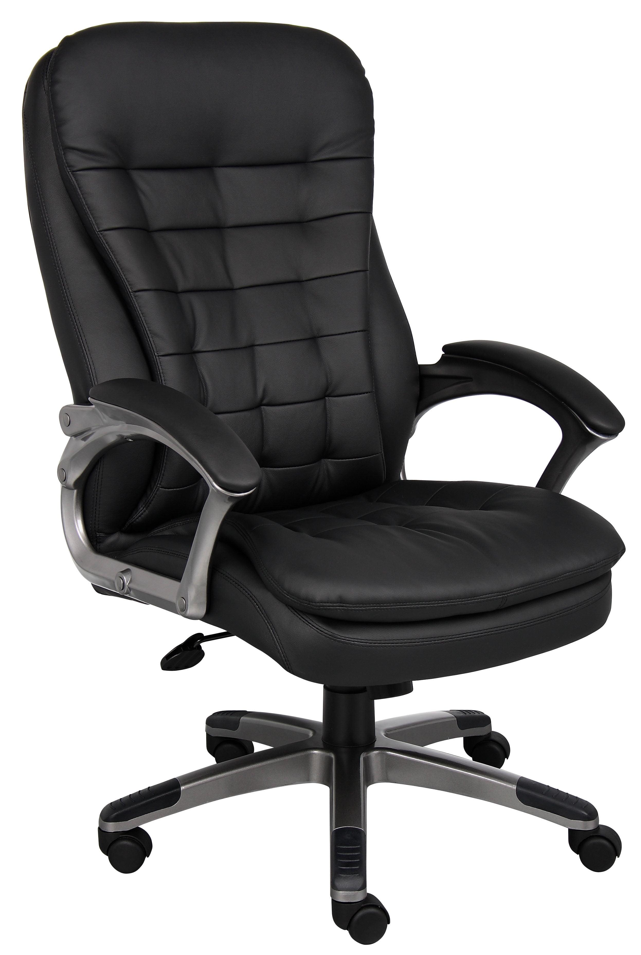 Ergonomic High-Back Executive Chair in Black Leather and Metal