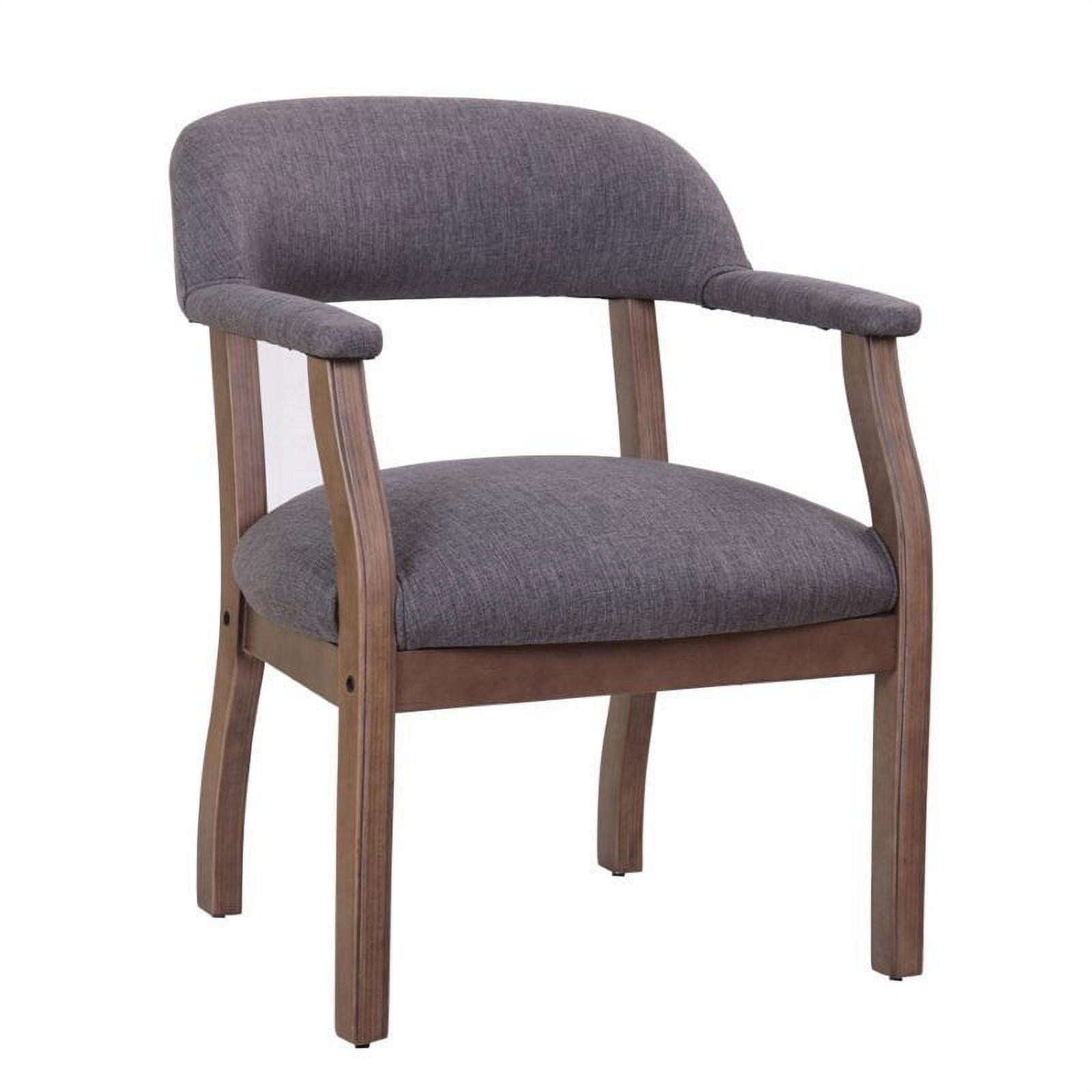 Slate Gray Linen Upholstered Arm Chair with Medium Wood Frame