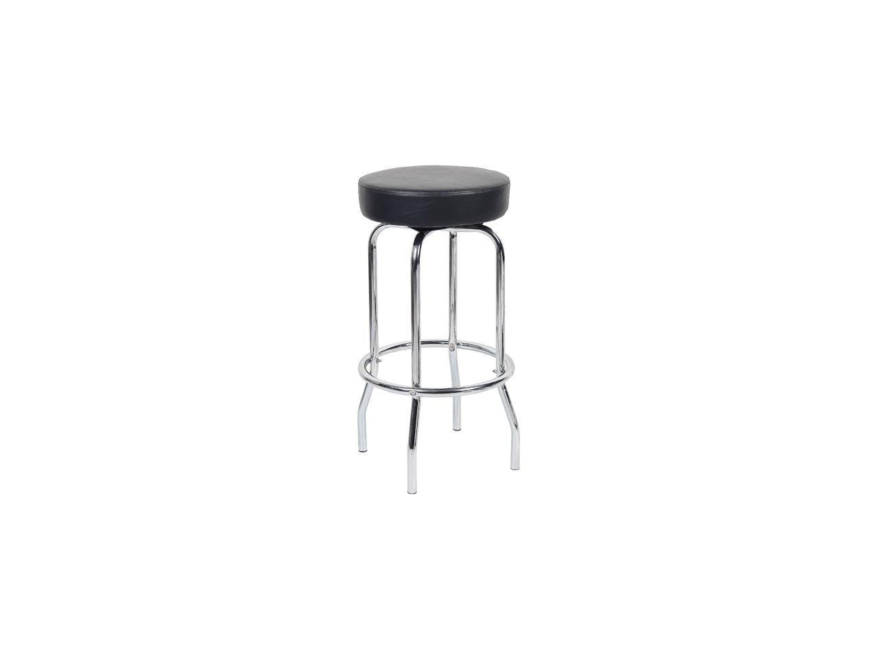 Adjustable Black Leather and Chrome Swivel Stool