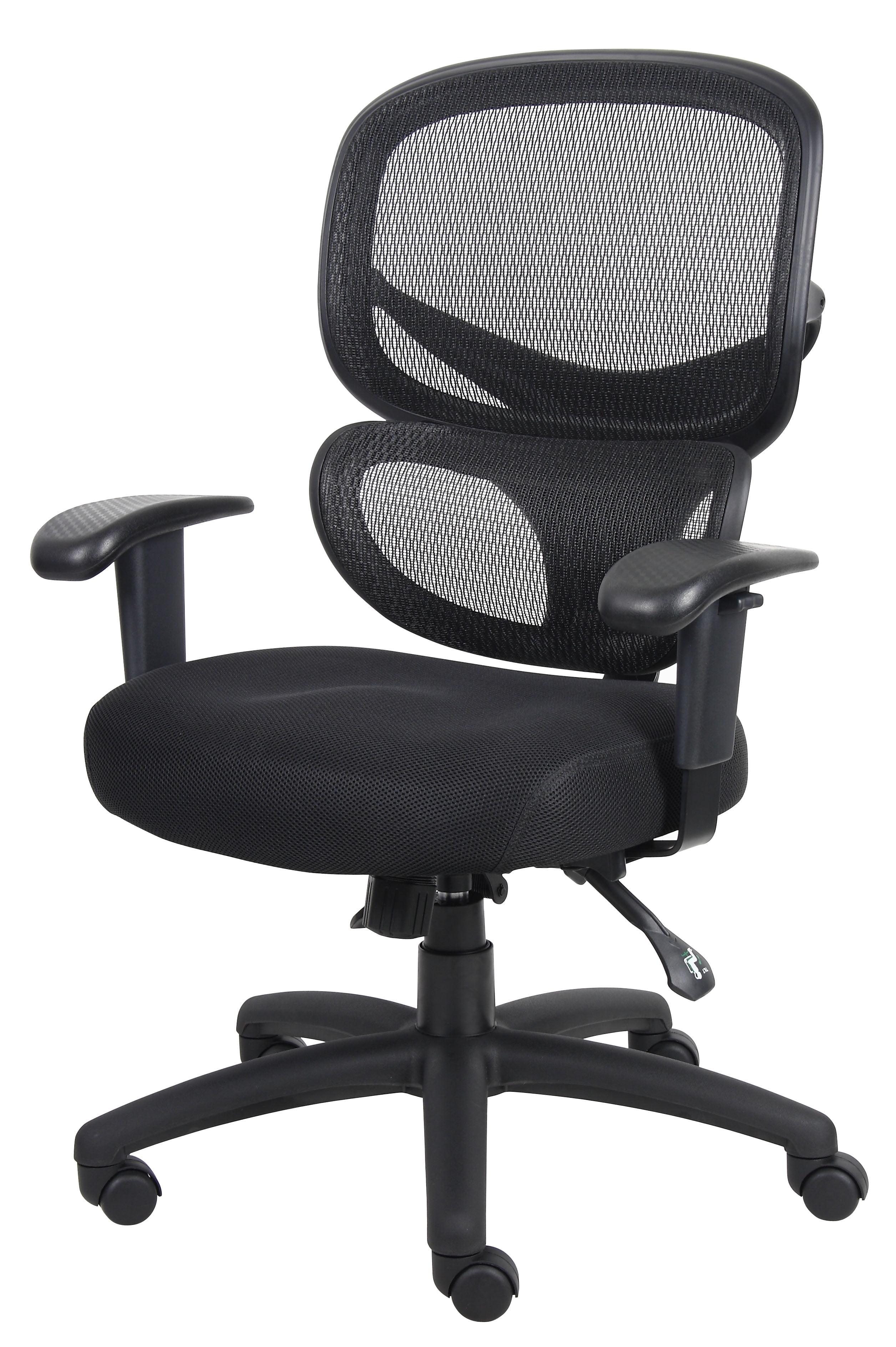 Black Mesh Adjustable Arms Swivel Office Chair