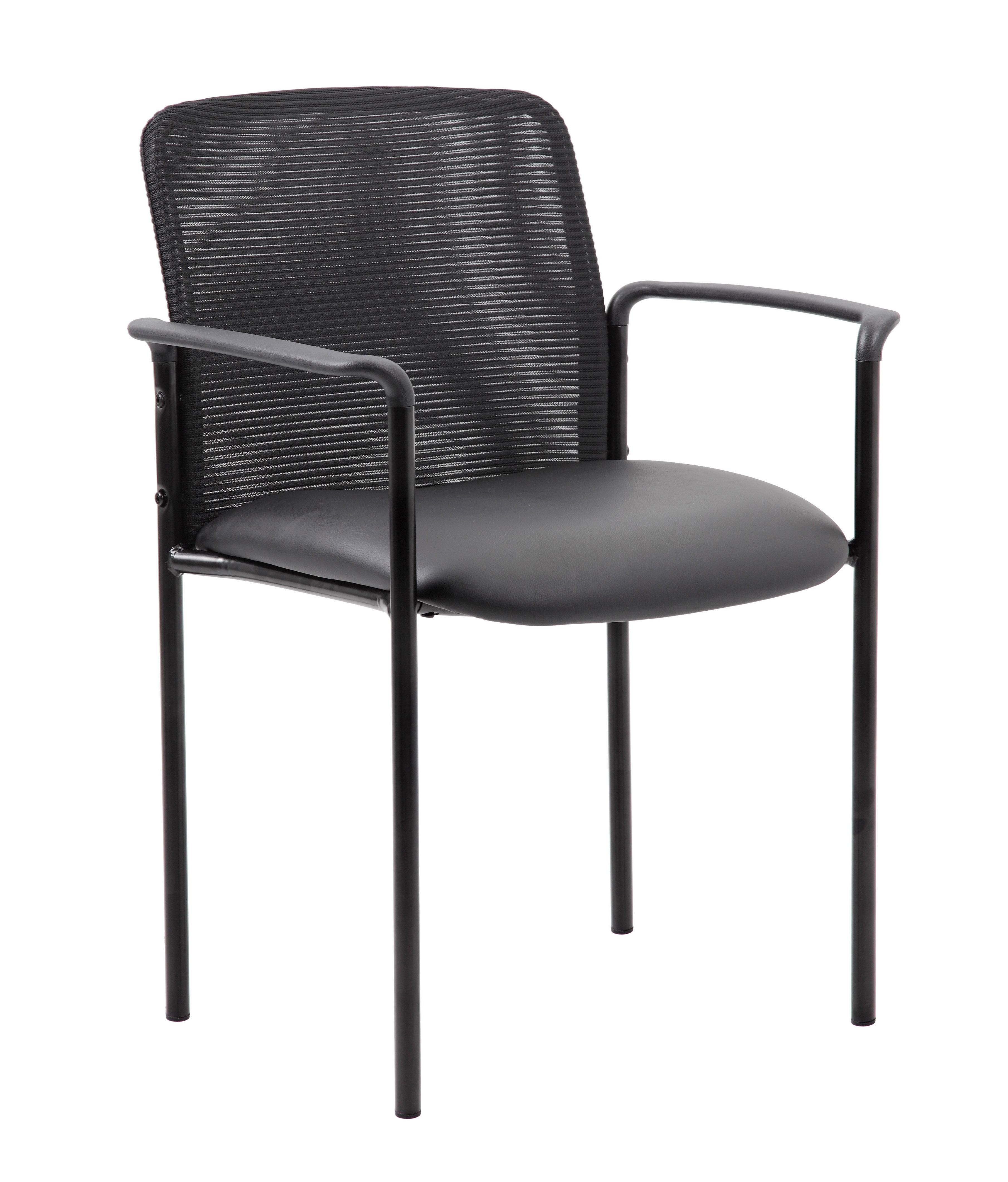 Guest Chair Black - Boss Office Products: Modern Upholstered Office Seating with Lumbar Support, Fixed Arms