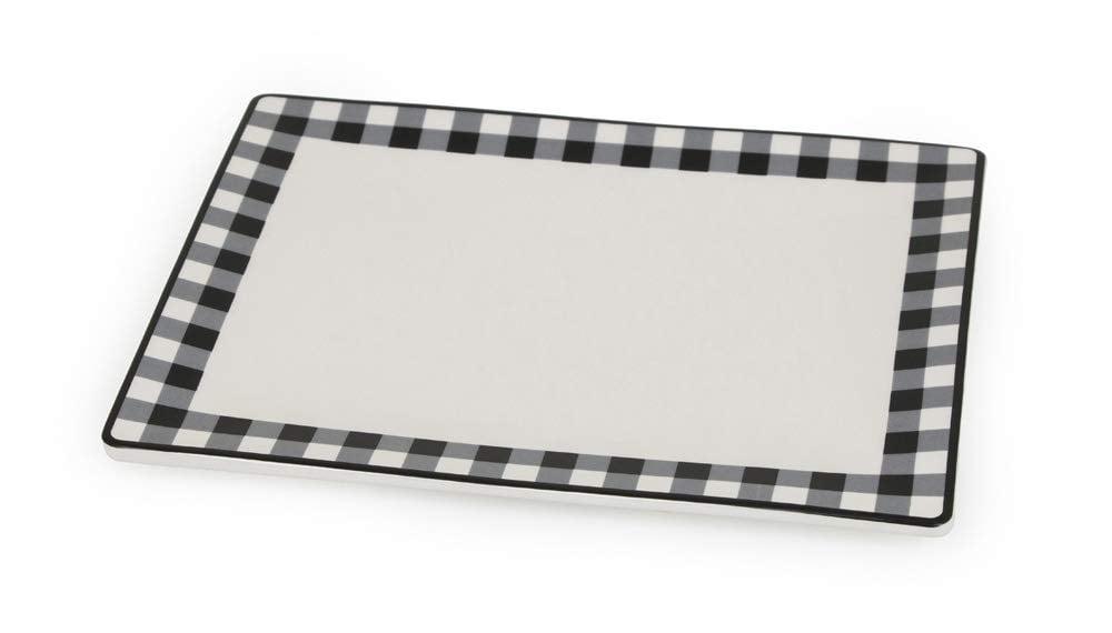 Black and White Checkered Ceramic Rectangular Serving Platter