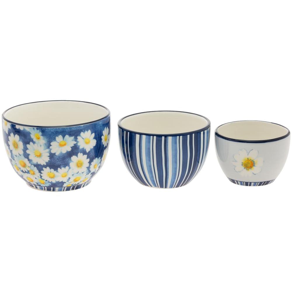 Boston International Ceramic Bowls Nesting Prep Serving Bowl Set, 3 Sizes, Agnetha
