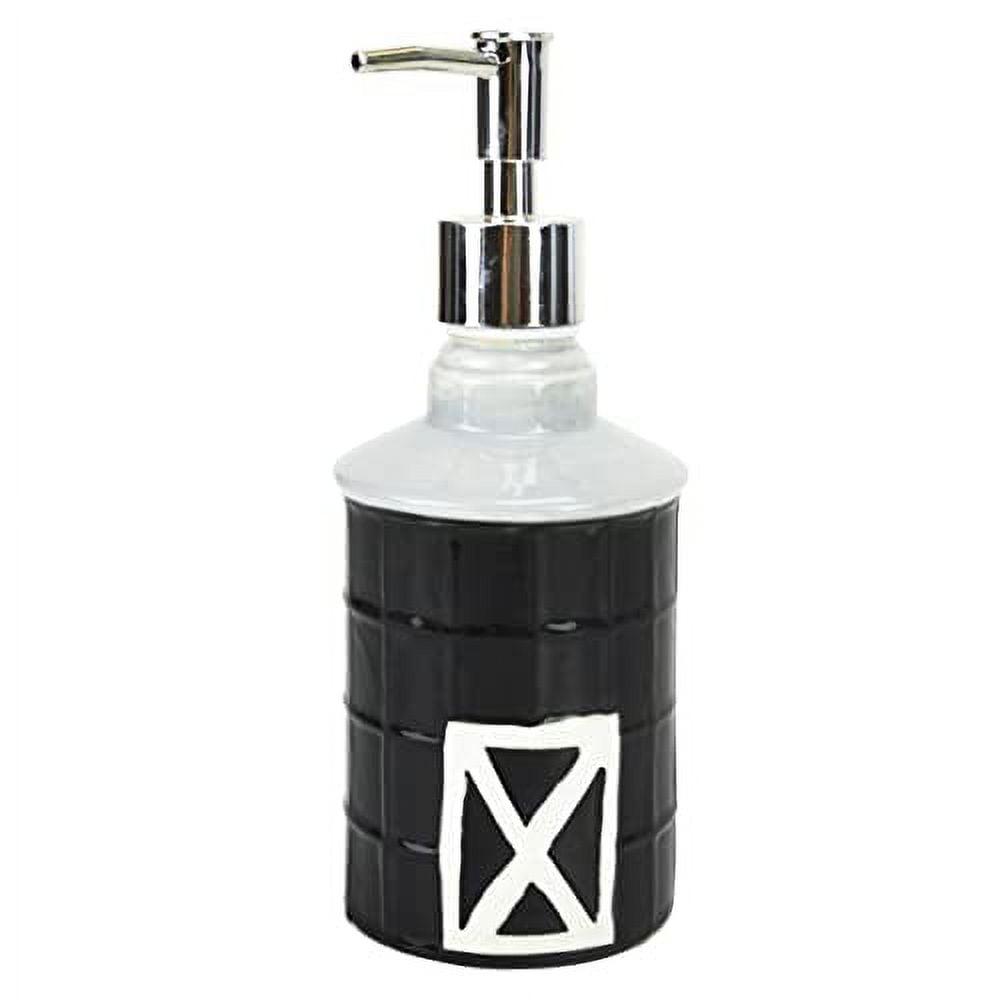 Black and White Ceramic Barn Silo Soap Dispenser