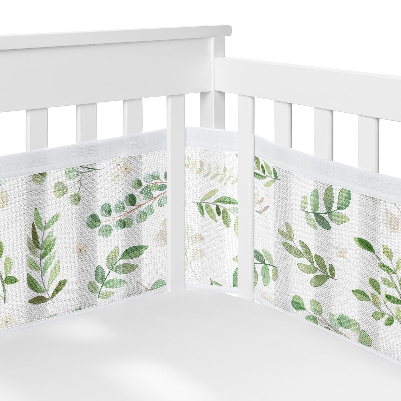 Sweet Jojo Designs + BreathableBaby Breathable Mesh Crib Liner Boy or Girl Gender Neutral Unisex Botanical Green and White
