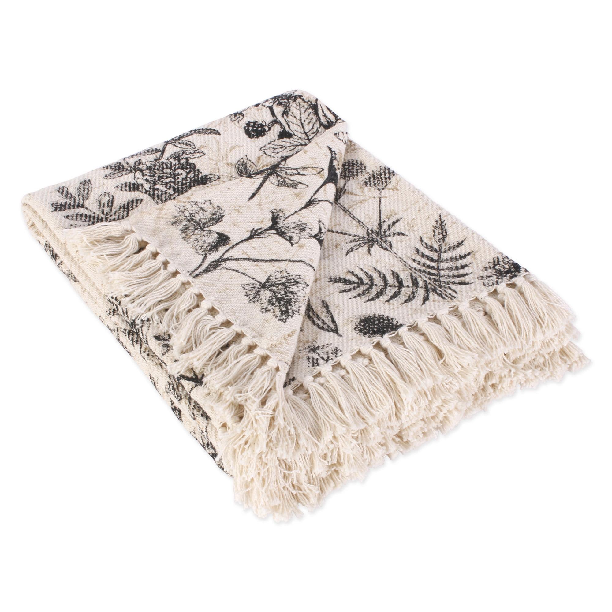 Botanical Printed Throw - Design Imports: Cotton, Hypoallergenic, Machine Washable, 50x60 inches