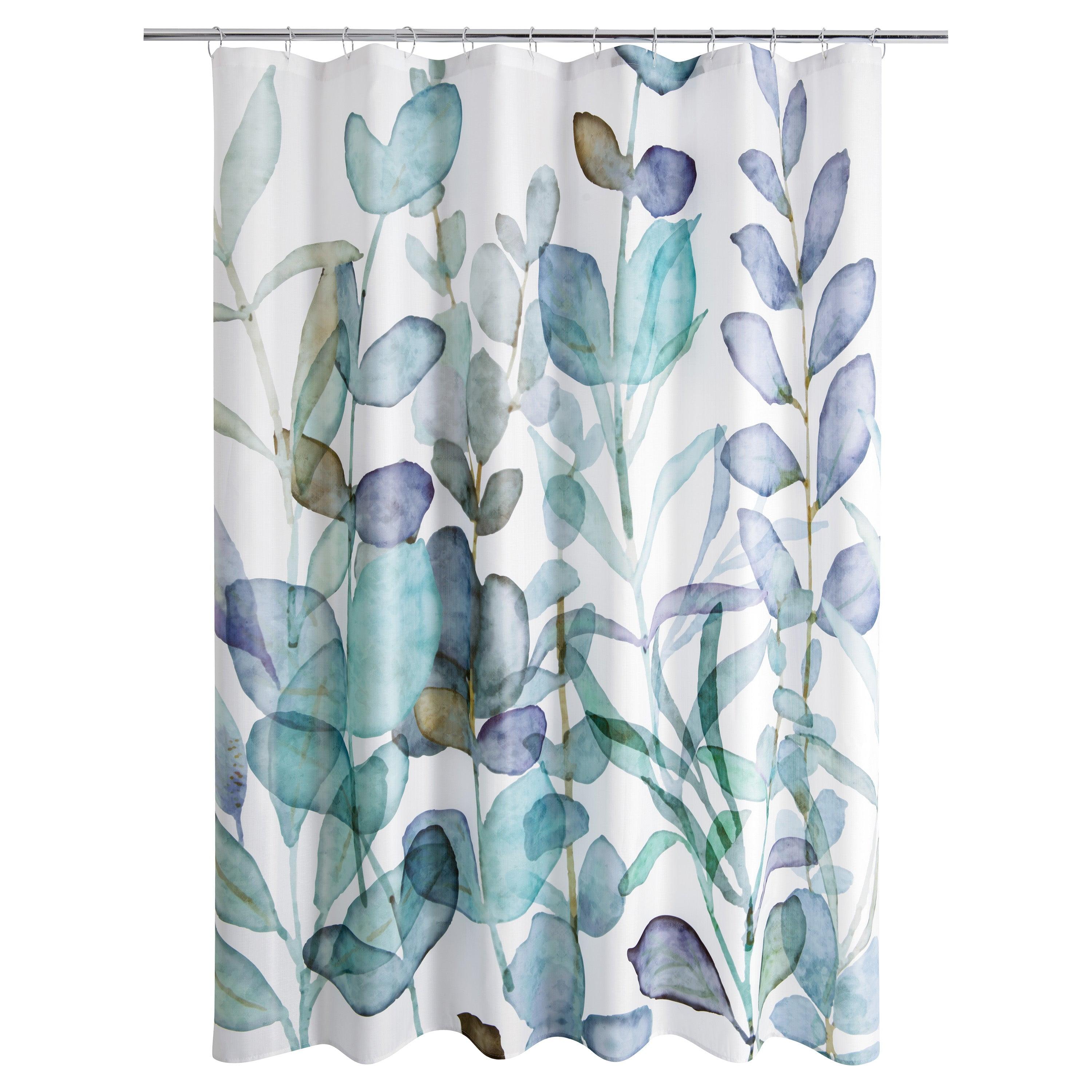 Abstract Botanical Watercolor Polyester Shower Curtain 70" x 72"