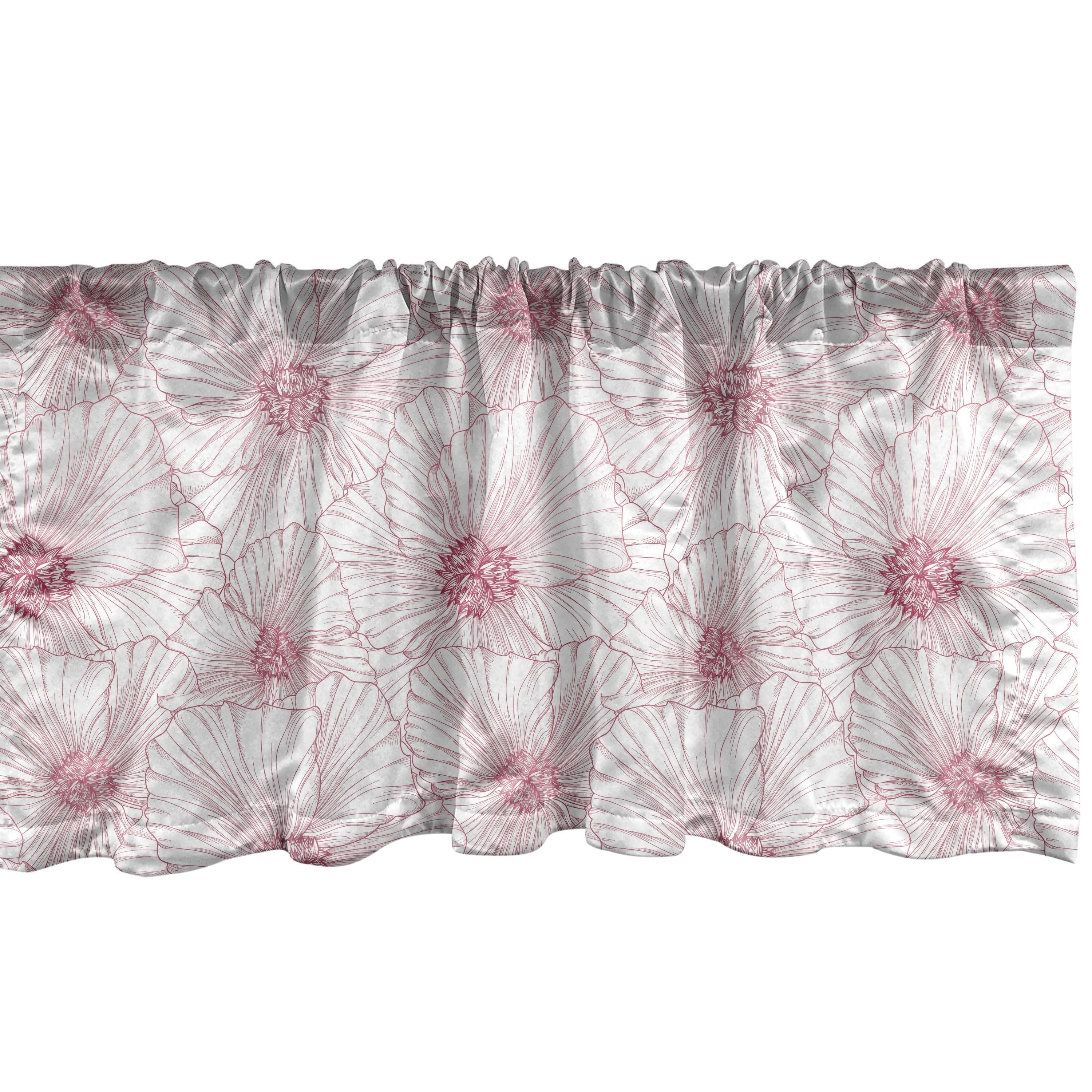 Ambesonne Botanical Valance Pack of 2 Monotone Blossom Dried Rose White