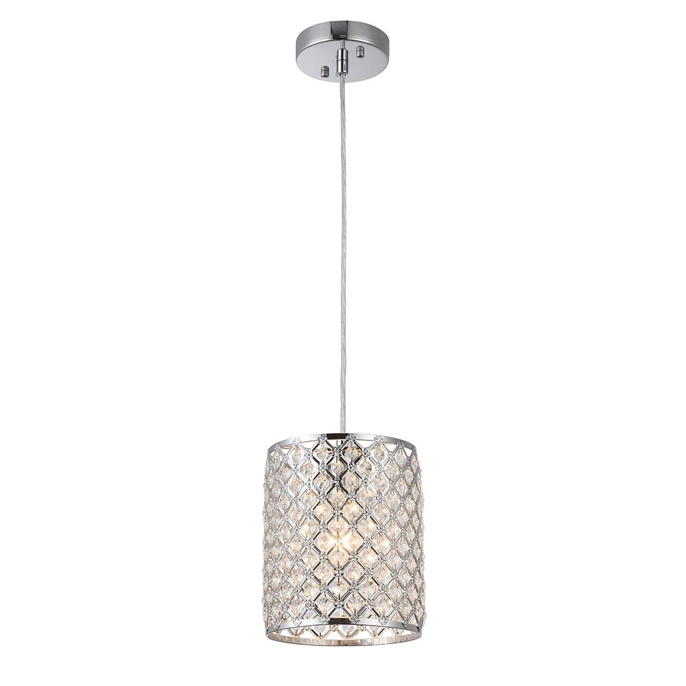 Botvi Chrome Crystal Drum Pendant Light 9"x11"