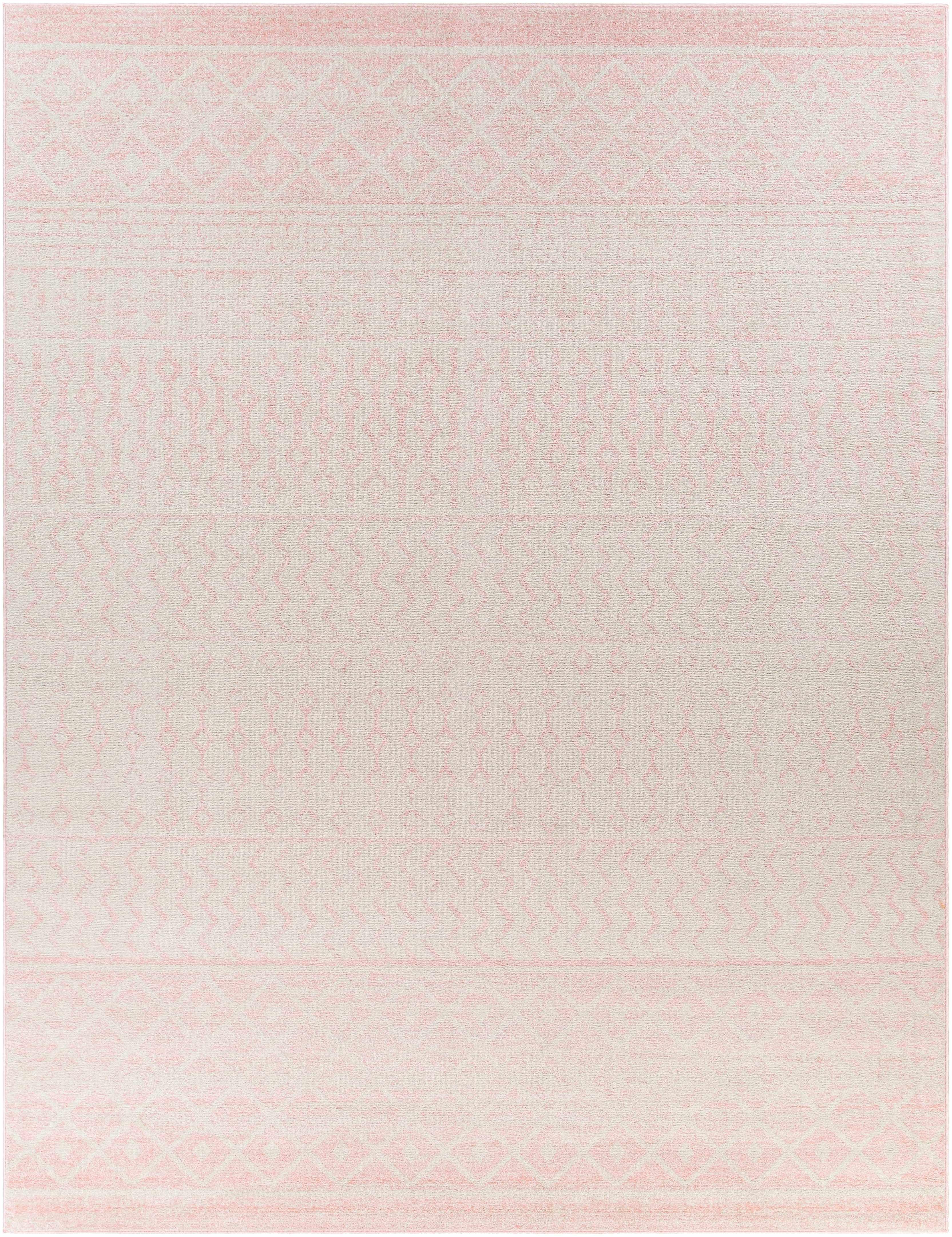 BoutiqueRugs Blush & Light Pink Collection Keizer Farmhouse Moroccan Geometric Large Area Rug - Boho Aztec Tribal Carpet for Living Room - Blush, Pink, Cream, Light Gray - 7'10" x 10' (8x10 Area Rug)