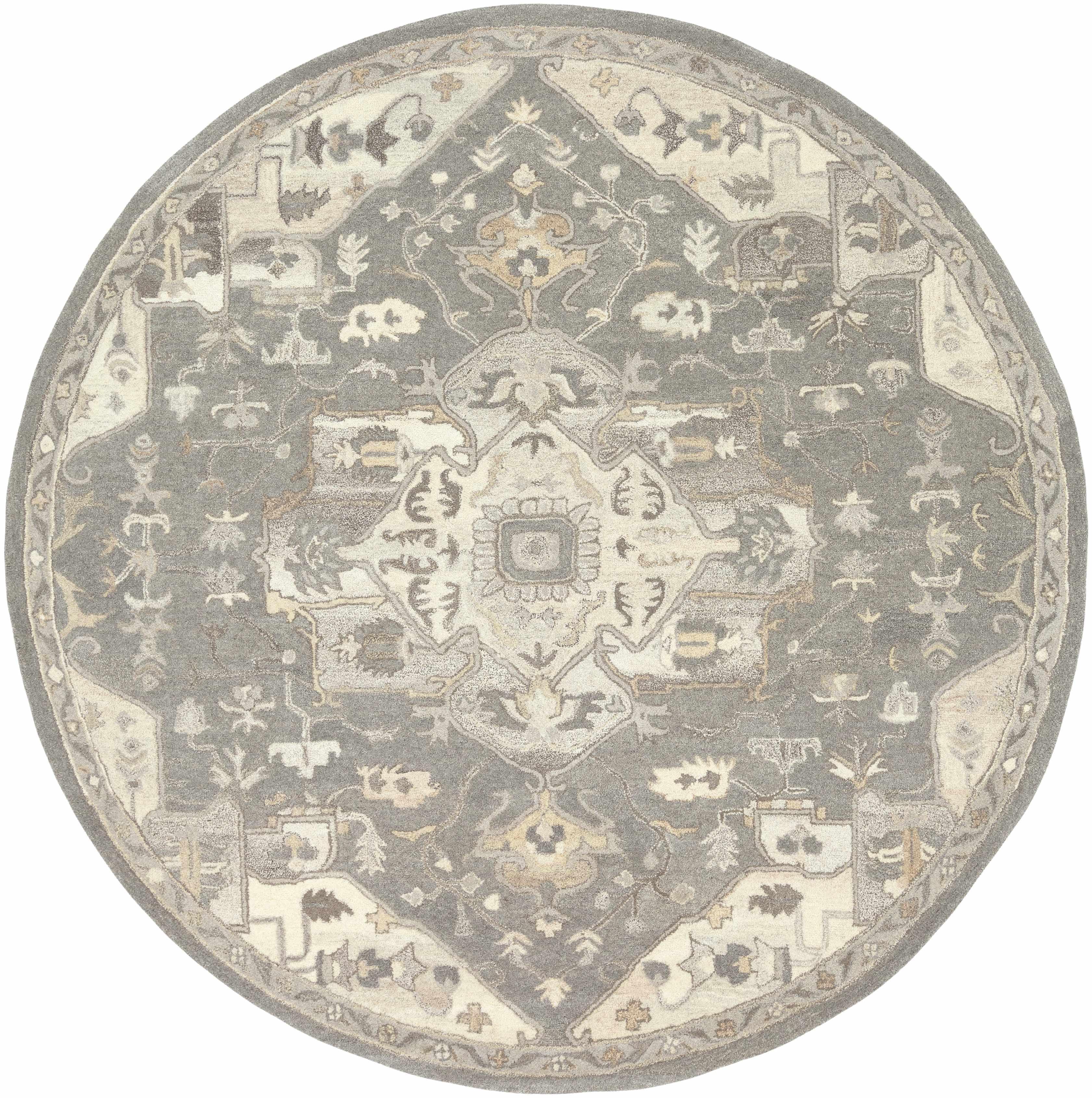 Burkholder Oriental Hand-Tufted Wool Charcoal/Taupe Area Rug