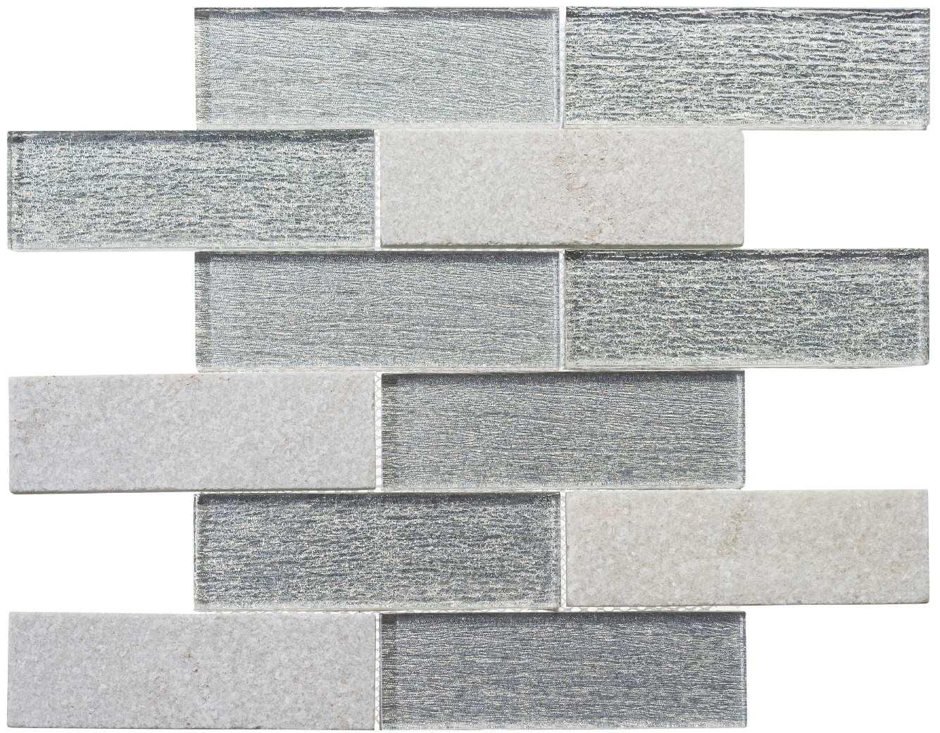 Bovard 2''x 6" Glass Mosaic Kitchen Backsplash, Bathroom, Shower, Wall and Floor Tile