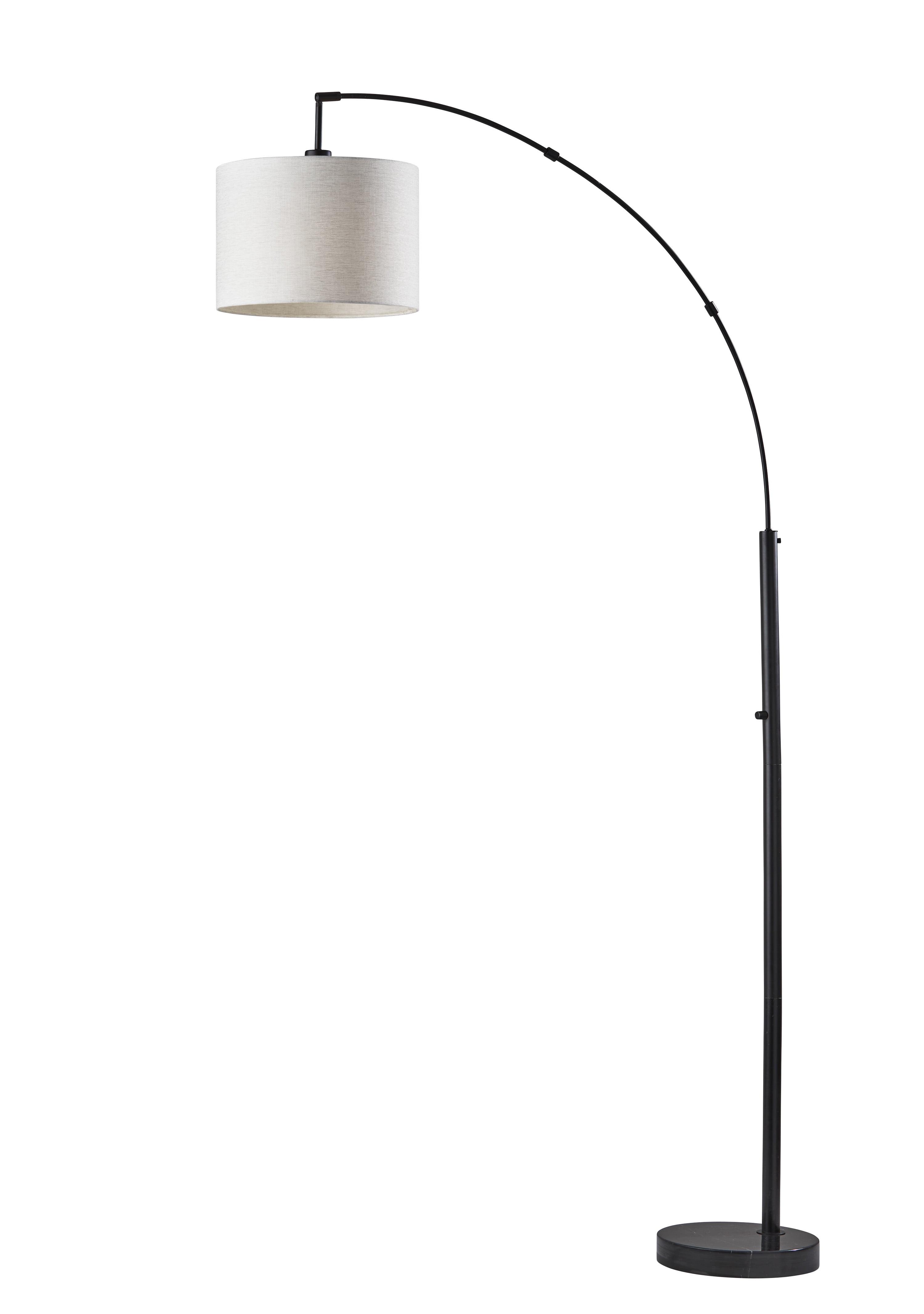 Adjustable Black Arc Floor Lamp with Marble Base