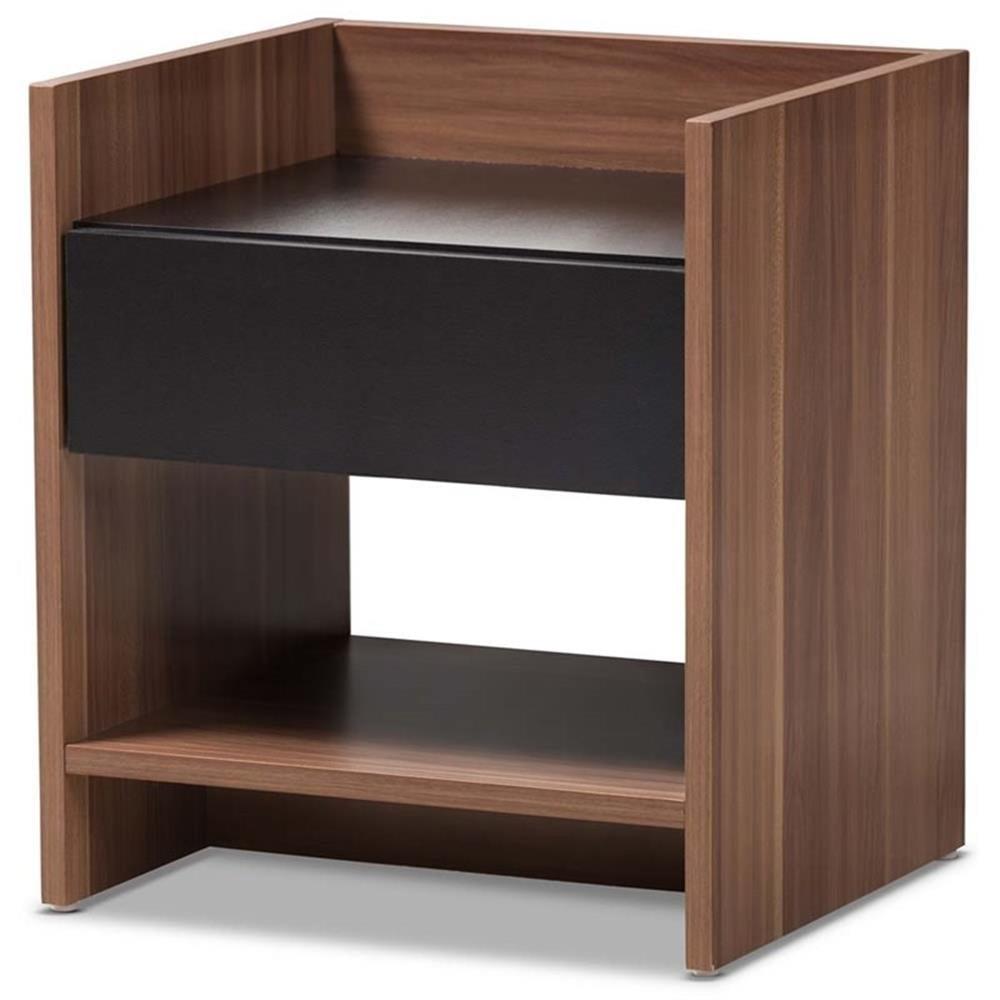 Vanda Modern and Contemporary Two-Tone 1-Drawer Nightstand: Bedside Table, Open Shelf - Baxton Studio