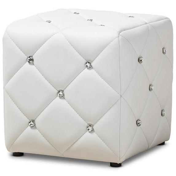 Stacey Modern and Contemporary Faux Leather Upholstered Ottoman White - Baxton Studio