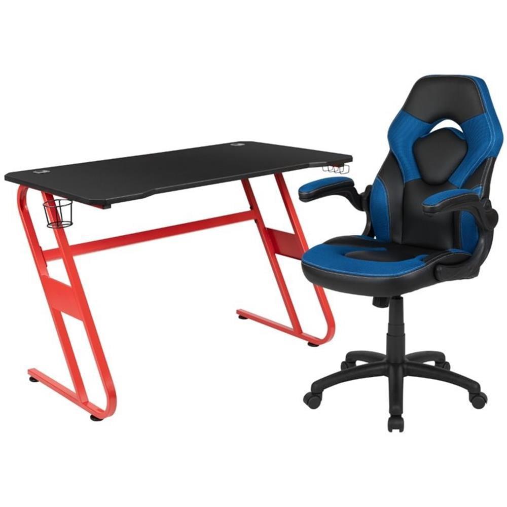 Flash Furniture Gaming Desk and Racing Chair Set with Cup Holder and Headphone Hook