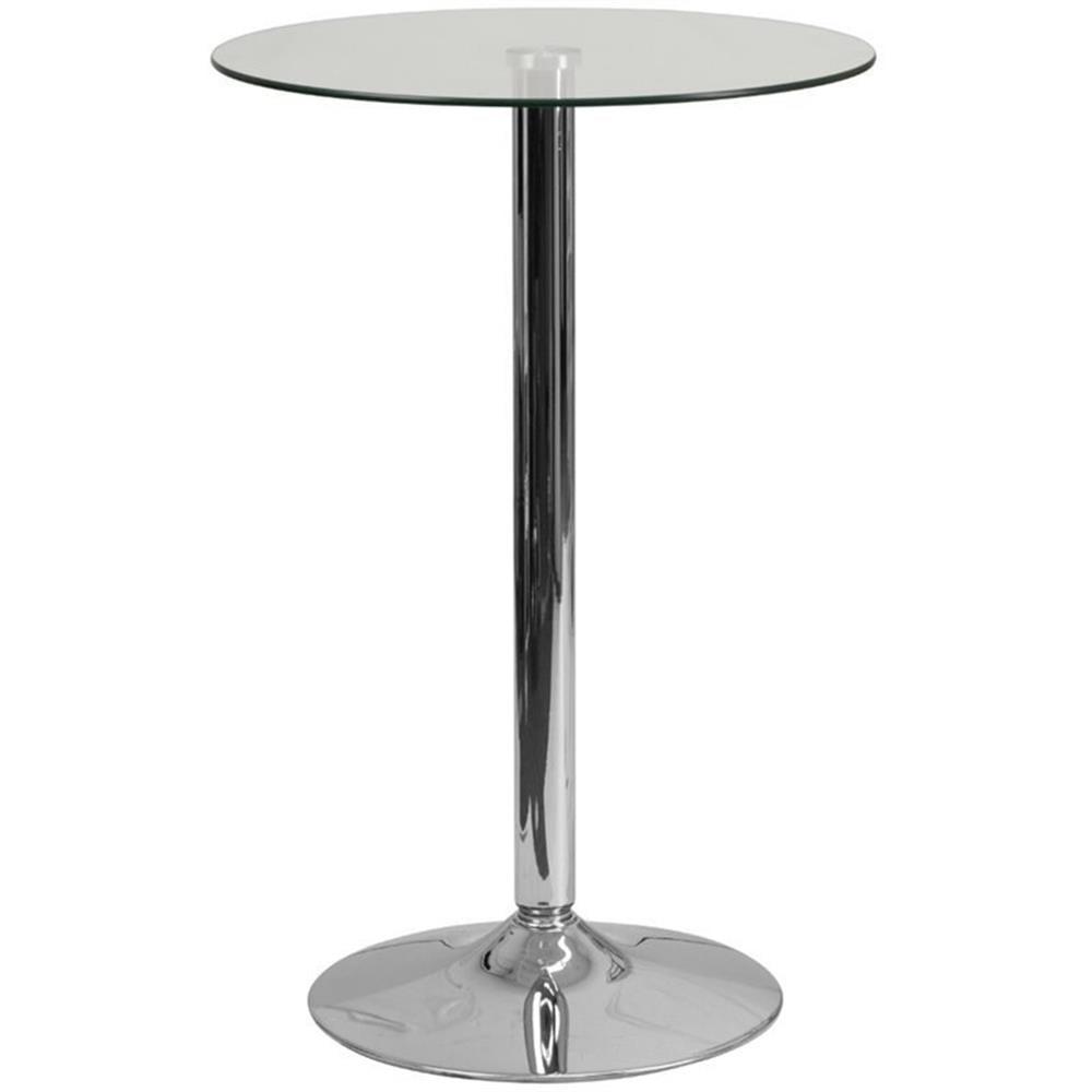 Clear Glass Round Counter Height Table with Chrome Base