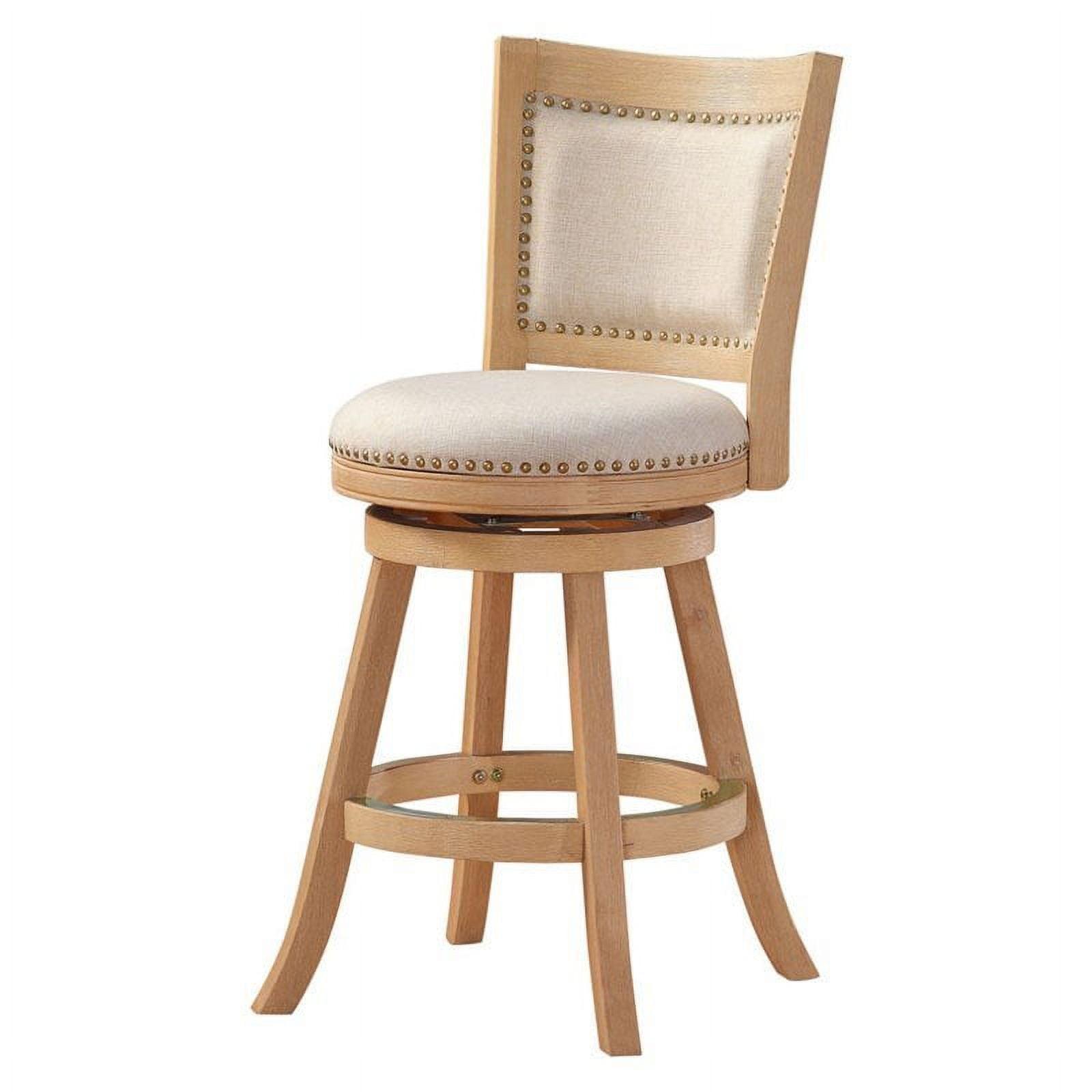 Whitewood Coastal Swivel Counter Stool with Linen Cushion