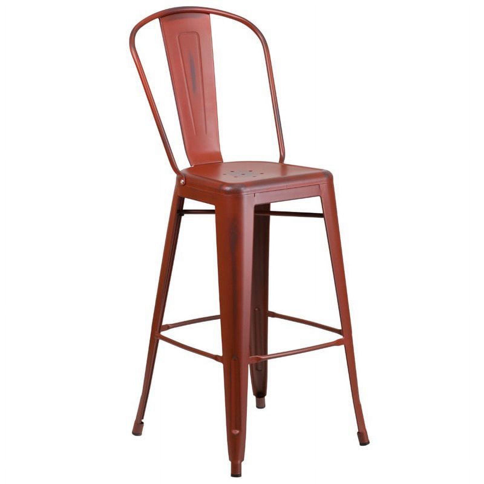 Rustic 30" Distressed Kelly Red Metal Bar Stool