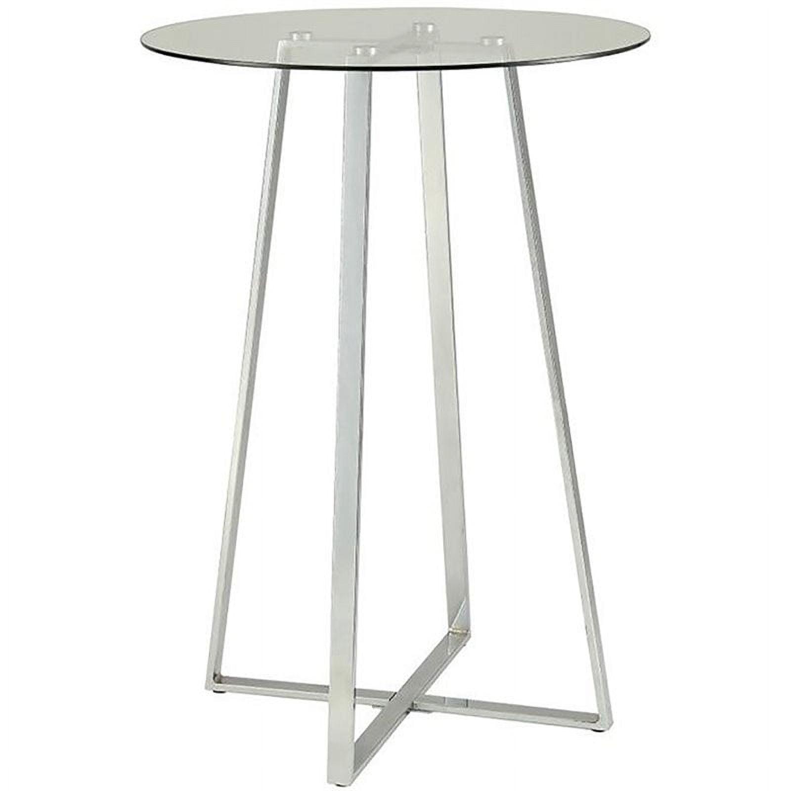 30" Round Clear Glass and Chrome Bar Height Table