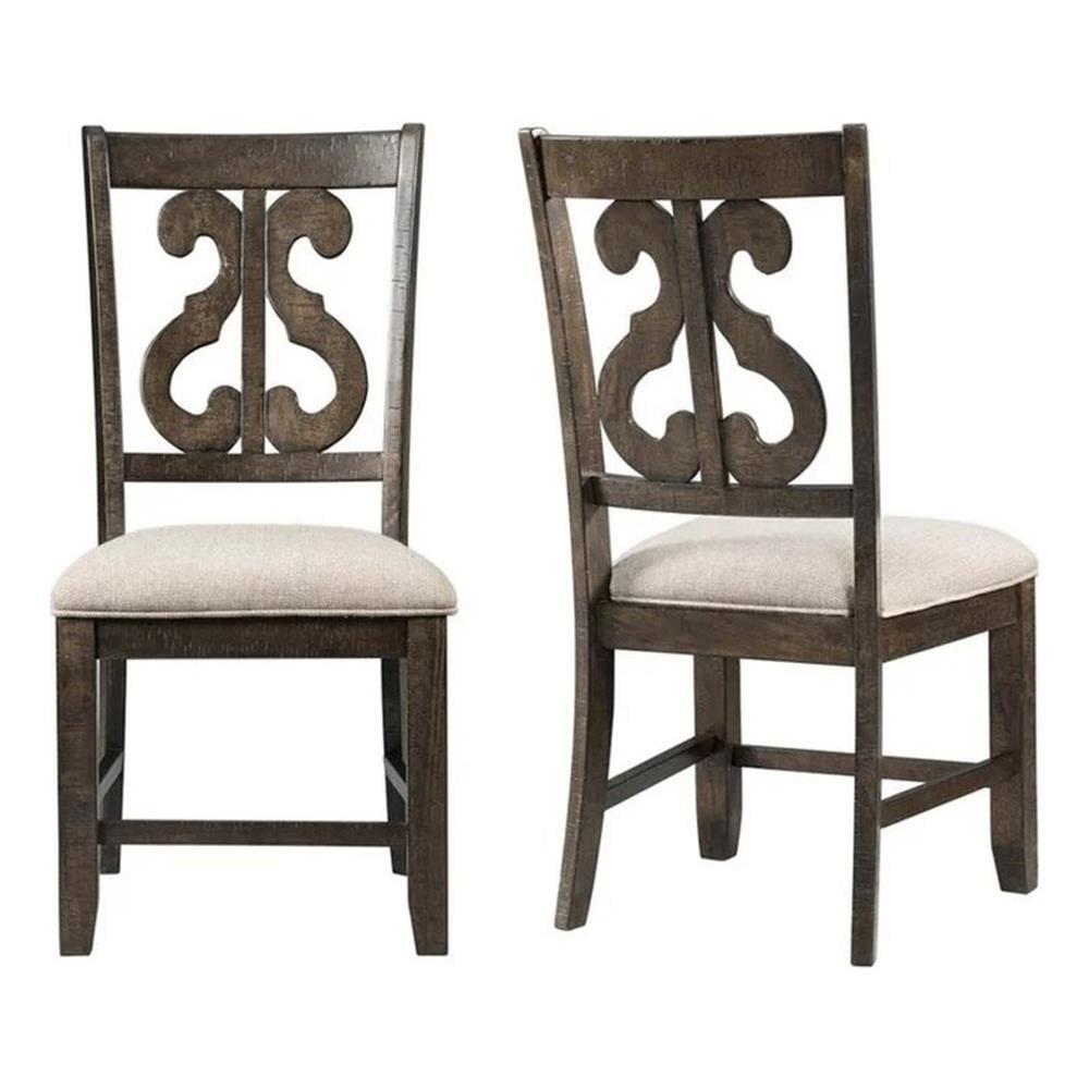Stanford Wooden Swirl Back Chair Brown - Picket House Furnishings: Mid-Century Modern, Upholstered Seat