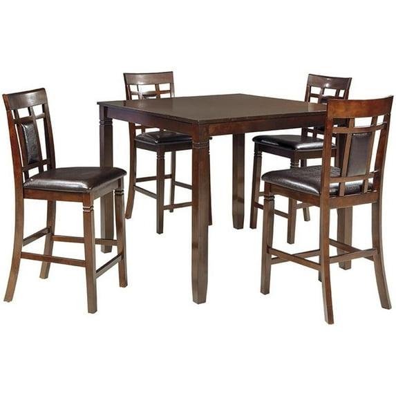 Bennox Counter Height Dining Table Set Brown: Faux Leather Stools, 5-Piece - Signature Design by Ashley
