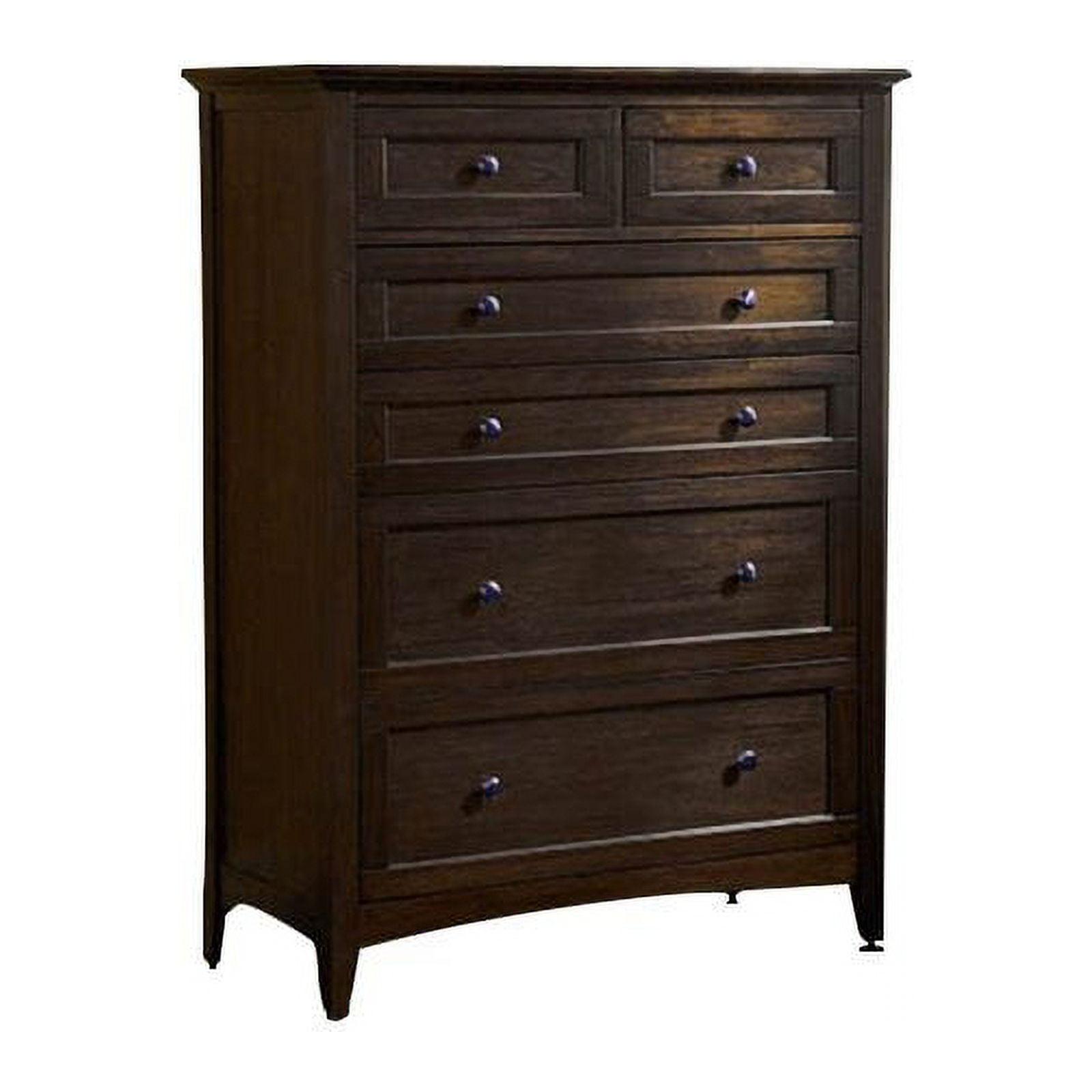 Transitional 6-Drawer Chest in Dark Mahogany with Dovetail Detail