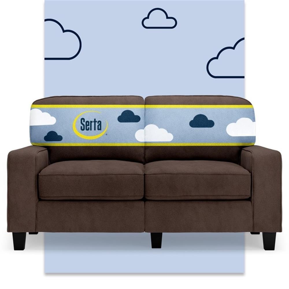 Serta Copenhagen 61" Rolled Arm Sofa, Easy Care Fabric, Soft Pillow Back, Pocket Coil Seat Cushions