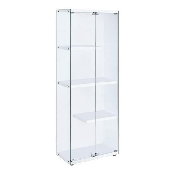 Bowery Hill 68"H Contemporary 3-Shelf Glass Display Cabinet in Clear