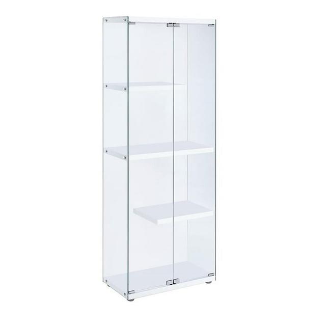 Bowery Hill 68"H Contemporary 3-Shelf Glass Display Cabinet in Clear