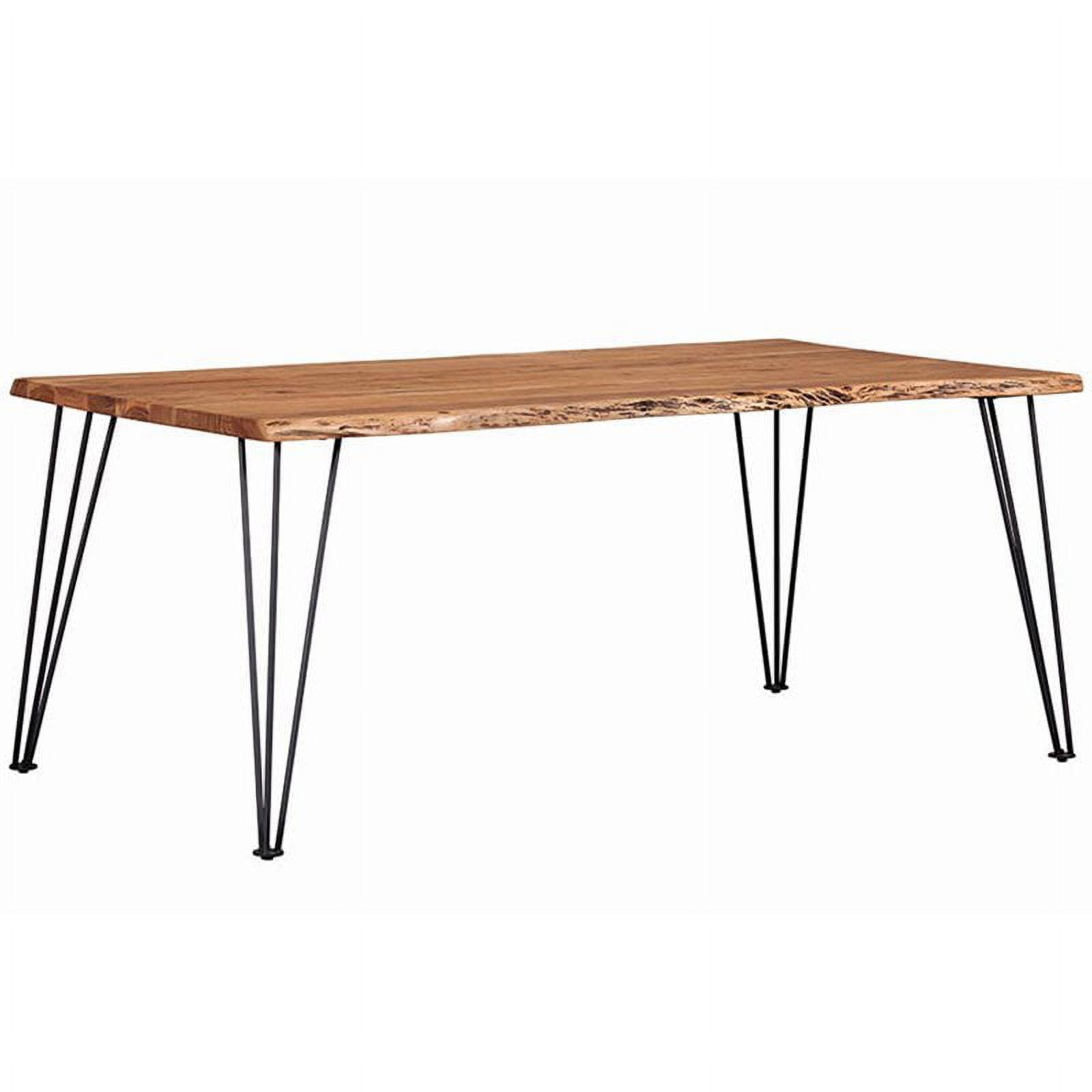 Natural Acacia Wood & Gunmetal 71" Mid-Century Modern Dining Table