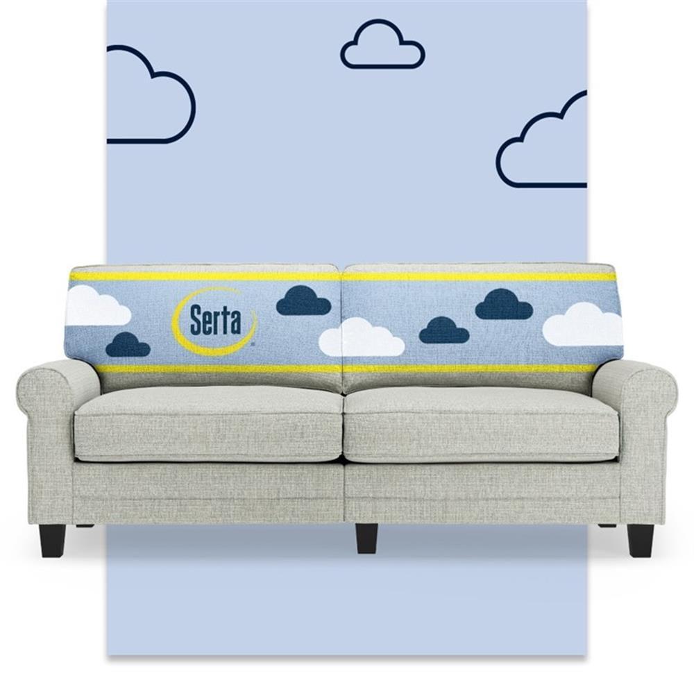 Serta Copenhagen 78" Rolled Arm Sofa, Easy Care Fabric, Soft Pillow Back, Pocket Coil Seat Cushions