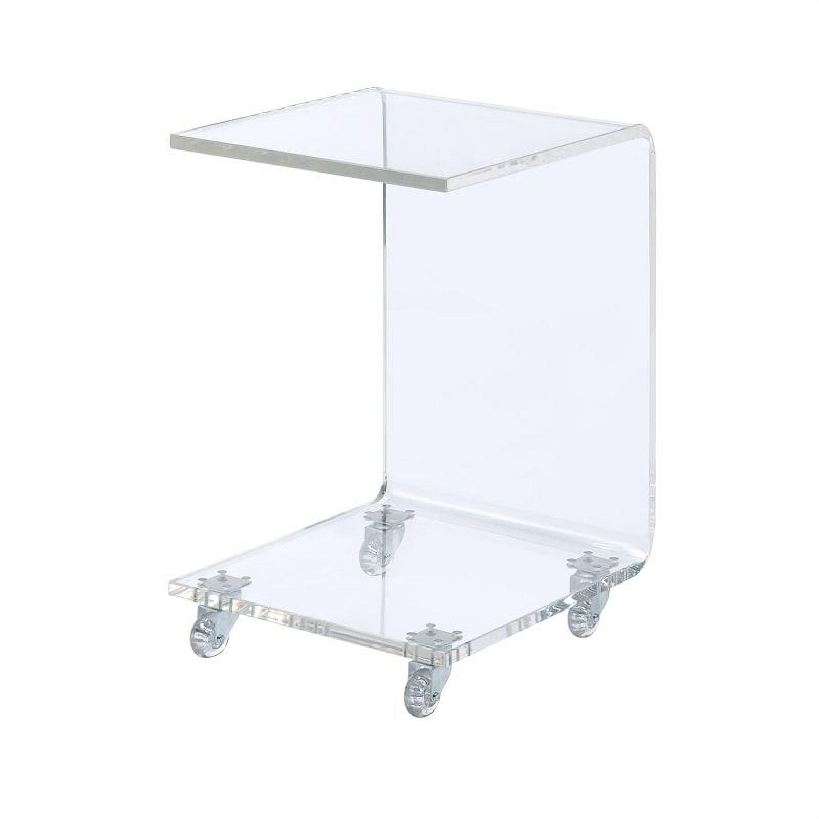 Clear Acrylic Rectangular Snack Table with Removable Casters