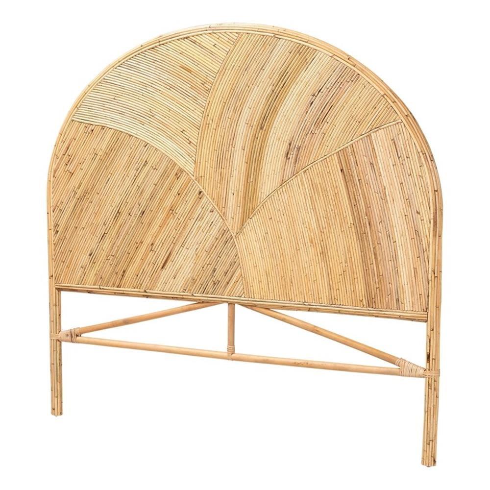 bali & pari King Seana Rattan Standalone Headboard Honey: Bohemian Design, No Mount Needed