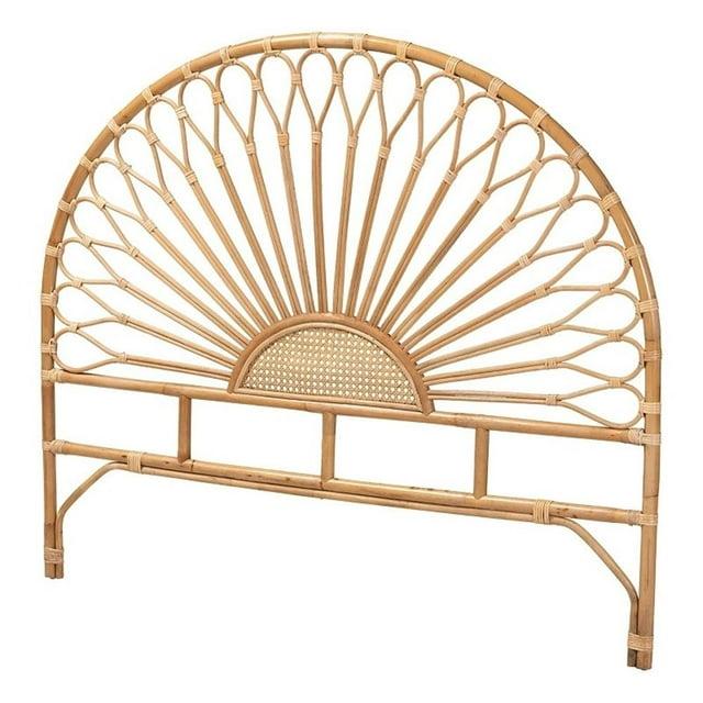bali & pari Bohemian Natural Brown Rattan Queen Size Standalone Headboard