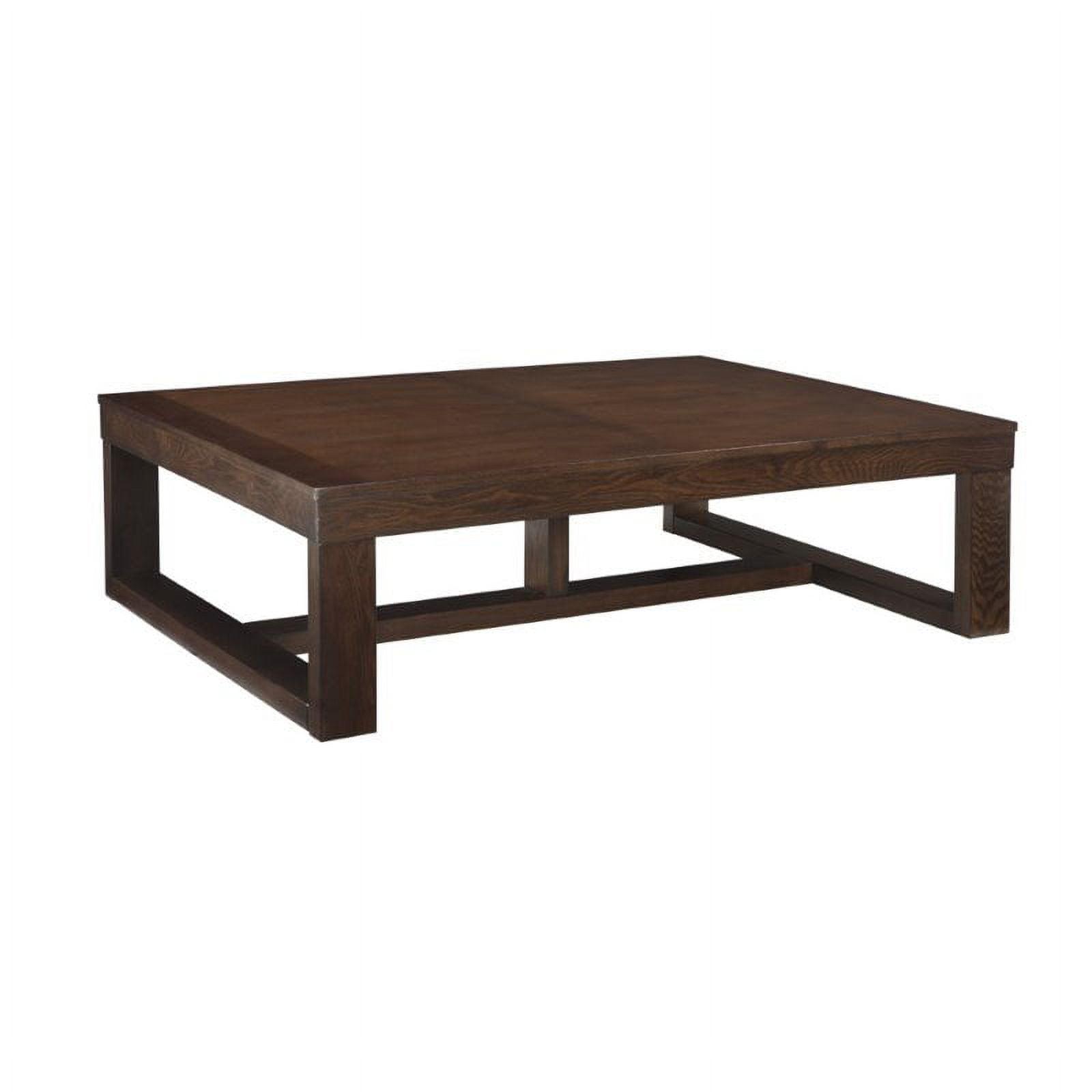 Oversized Dark Brown Wood Rectangular Coffee Table