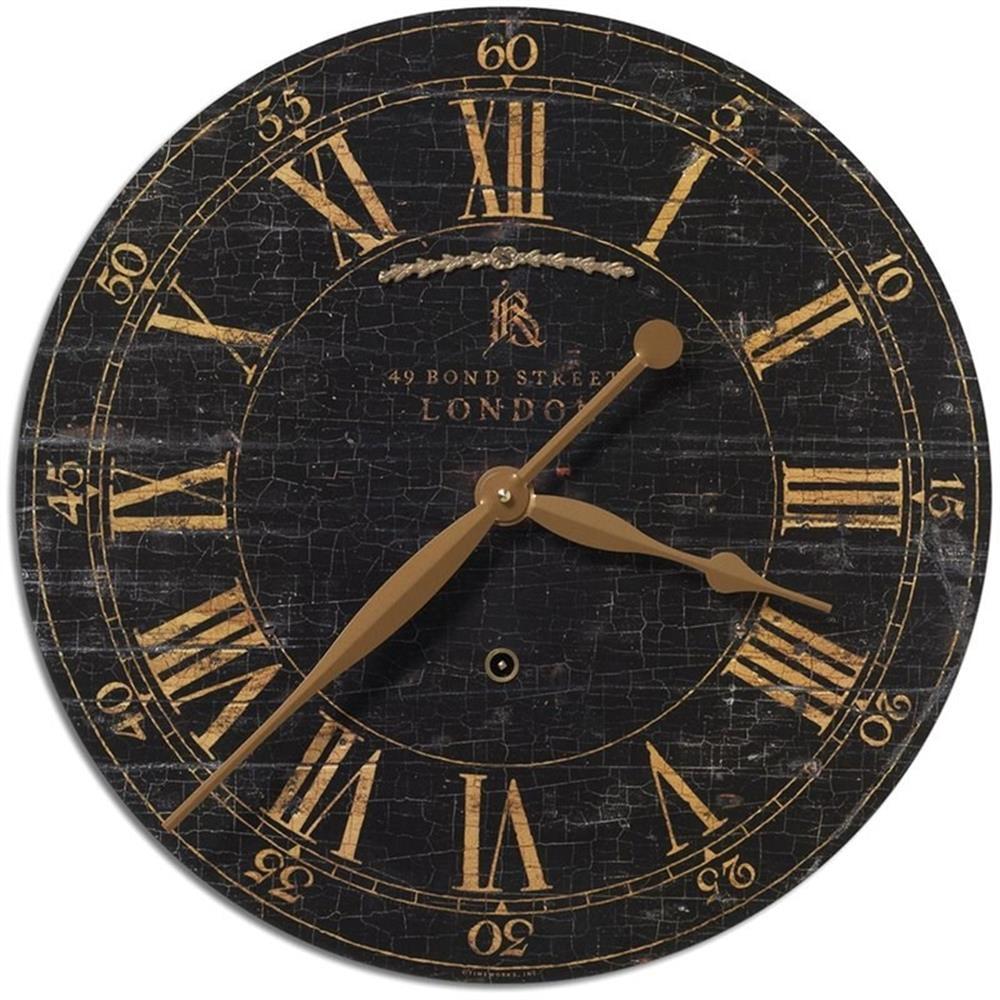 Uttermost Bond Street Black 18" Wide Round Wall Clock