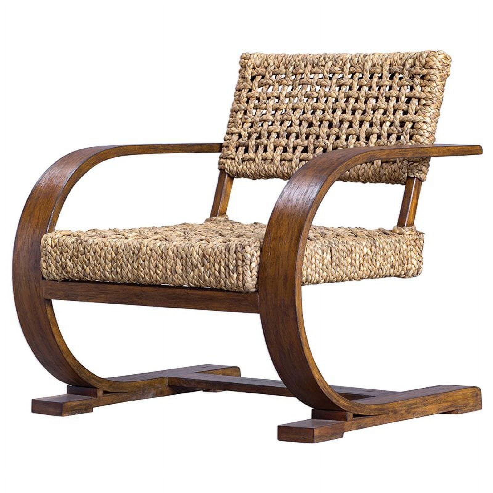 Rehema Natural Woven Banana Fiber and Solid Wood Accent Chair