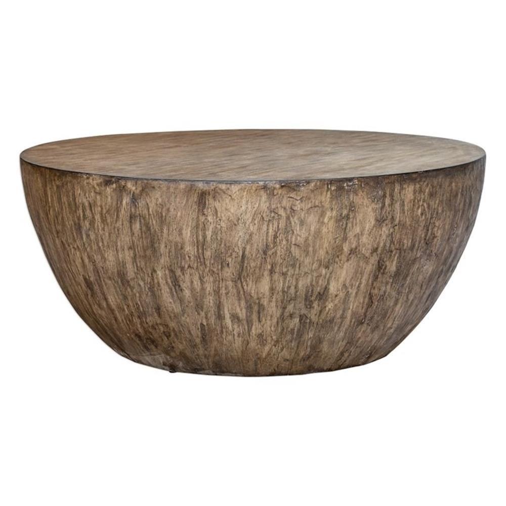 Round Dark Wood Mango Timber Cocktail Table