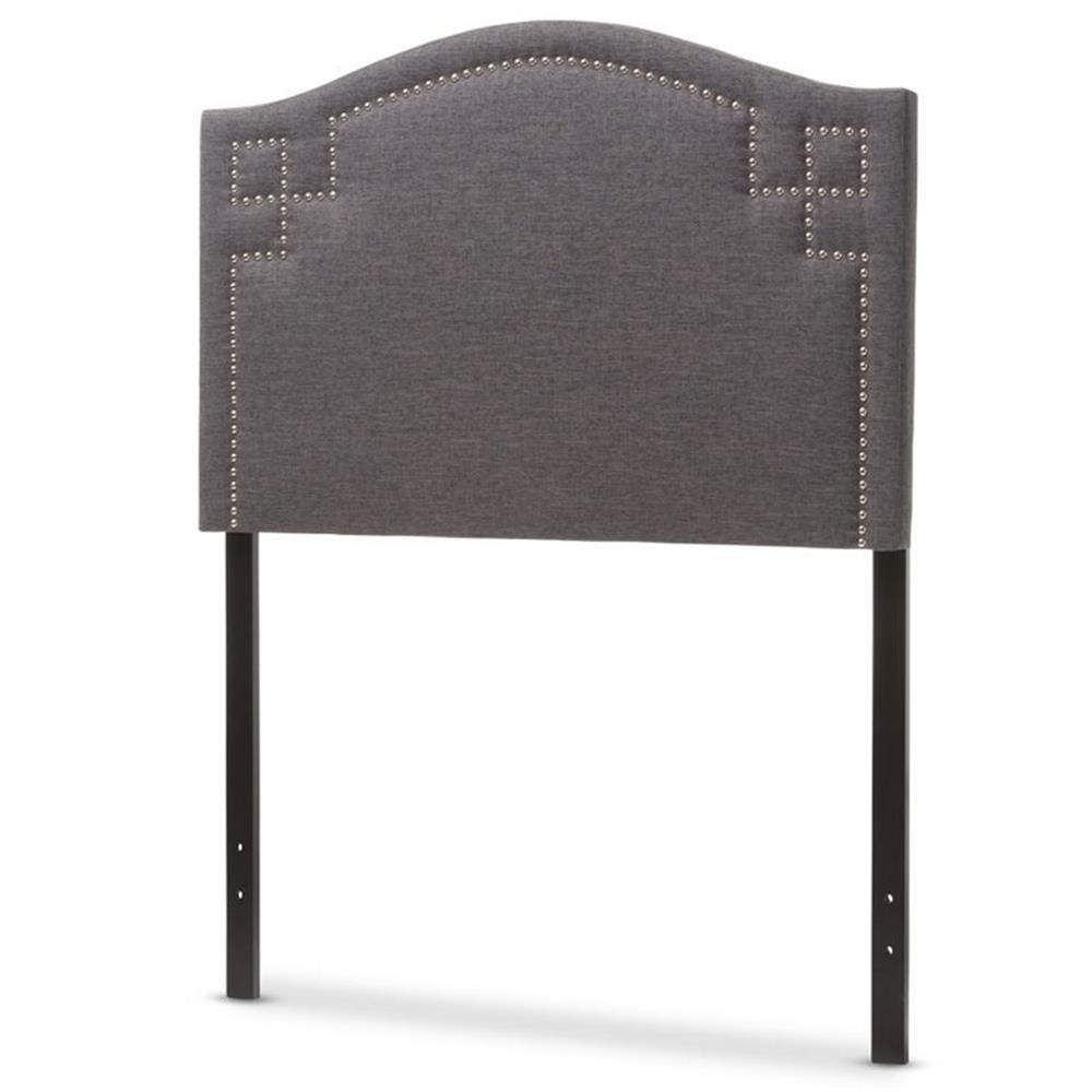 Twin Aubrey Modern And Contemporary Fabric Upholstered Headboard Dark Gray - Baxton Studio: Nailhead Detail, Rubberwood Frame
