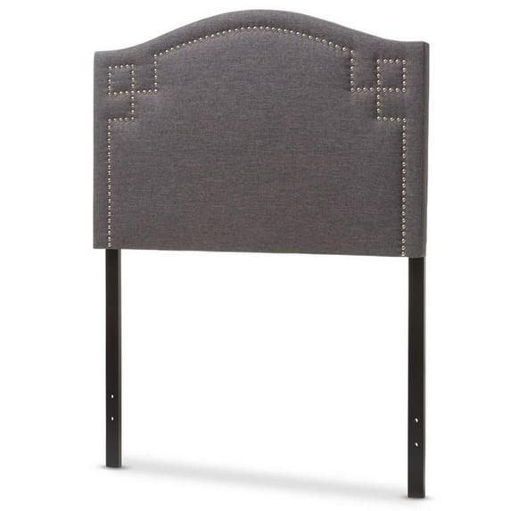 Twin Aubrey Modern And Contemporary Fabric Upholstered Headboard Dark Gray - Baxton Studio: Nailhead Detail, Rubberwood Frame