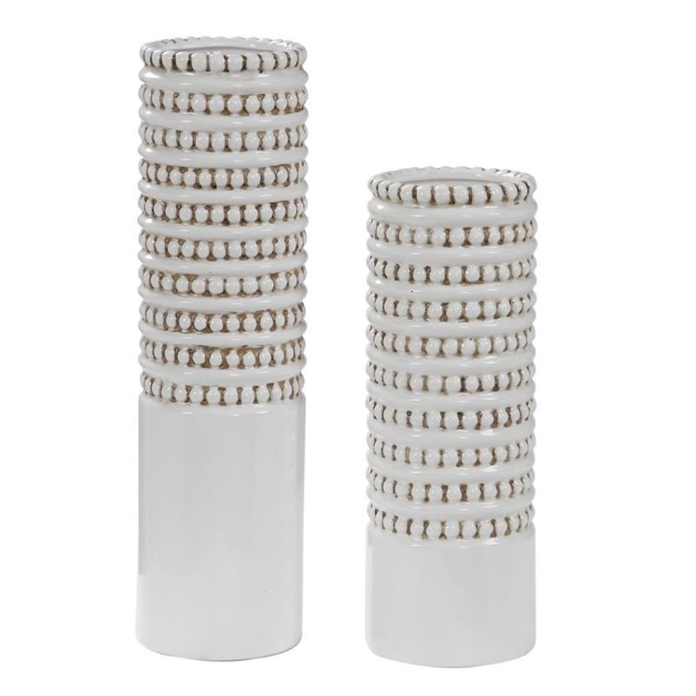 Uttermost Angelou White Ceramic Vase Set of 2