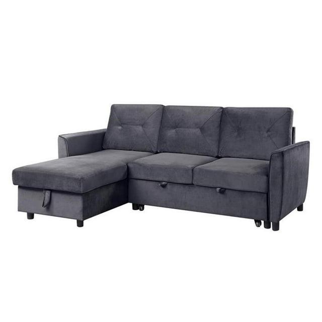 Hudson Dark Gray Velvet Two-Piece Sectional Sofa with Storage
