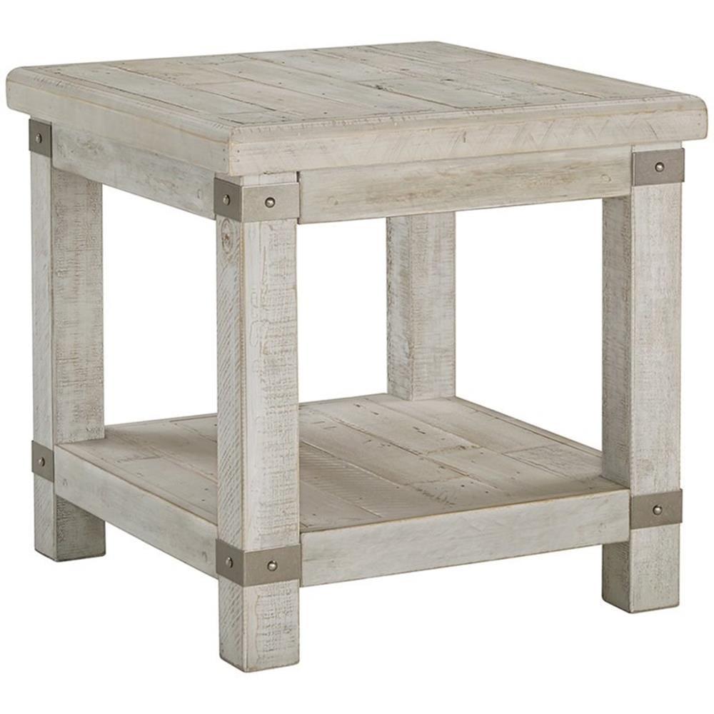 Carynhurst Rectangular End Table White - Signature Design by Ashley: Farmhouse Style, Distressed Finish, Storage Shelf