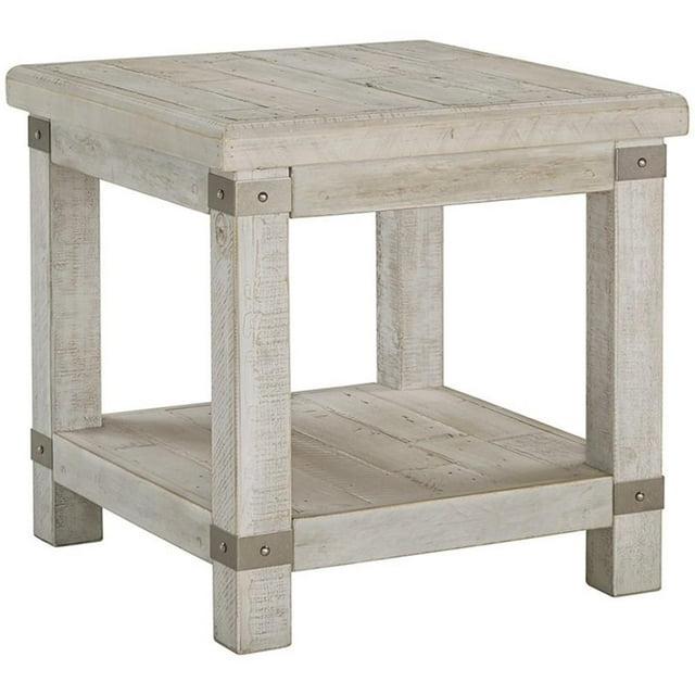 Carynhurst Rectangular End Table White - Signature Design by Ashley: Farmhouse Style, Distressed Finish, Storage Shelf